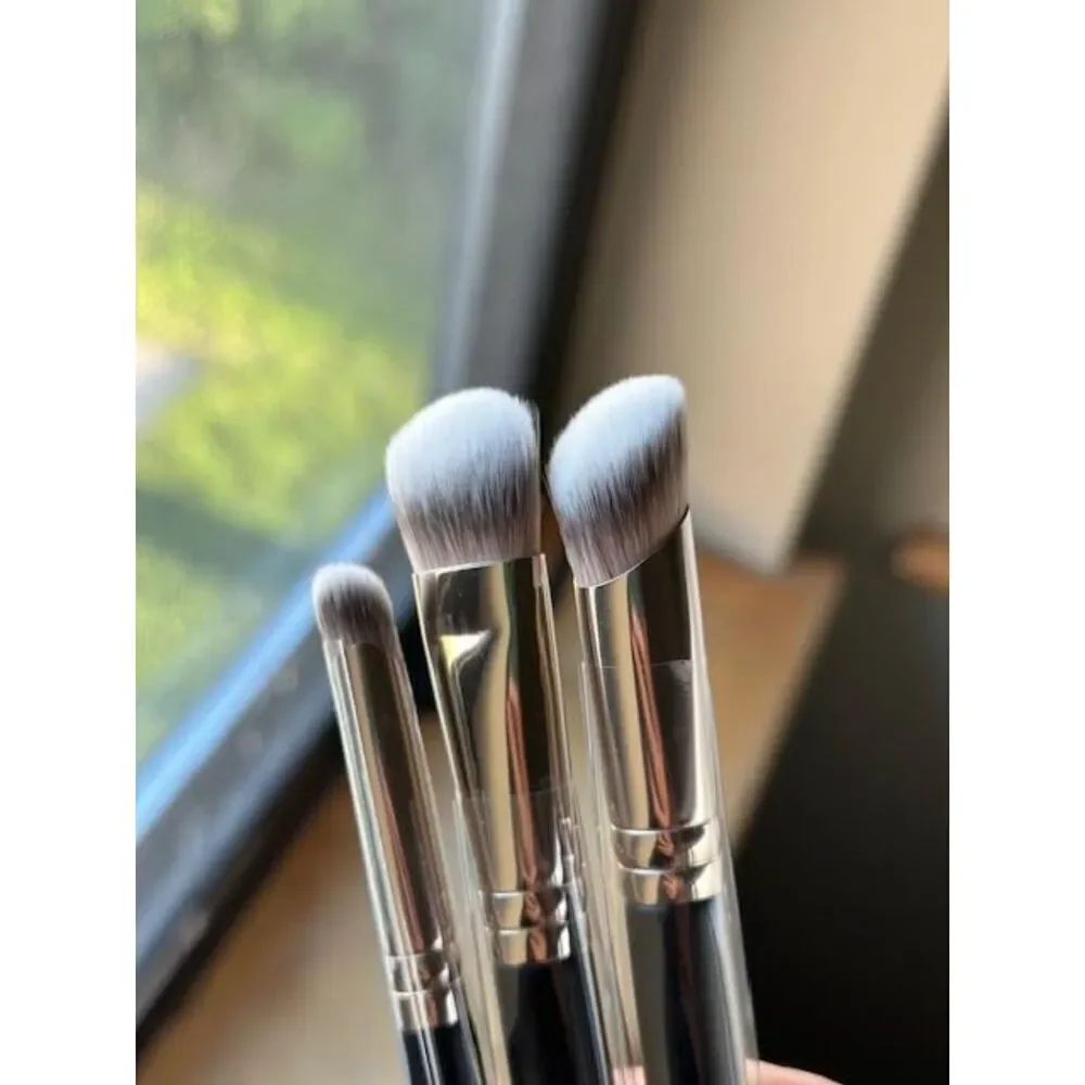 Teoyall 3Pieces Black 270S/370S Angled Synthetic Kabuki Cosmetic Brush Set